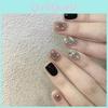 Handmade Nail Sticker Set With Black Shiny Rhinestones Star Suitable Patterns