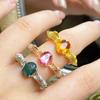 925 Sterling Silver Open Ring with Natural Gemstones and Horse Design - Luxurious High-End Feel