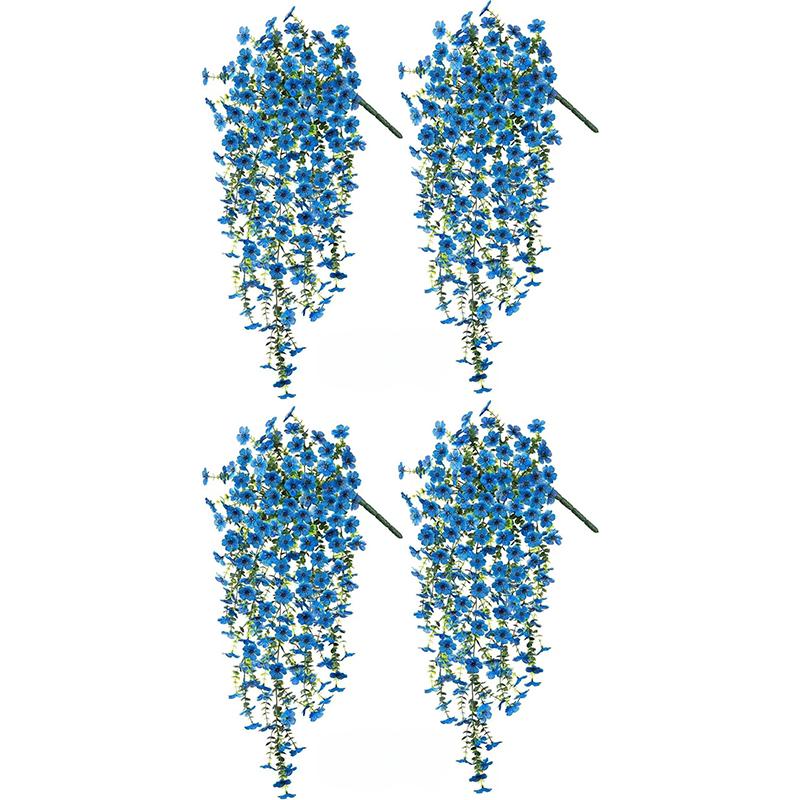 

4PCS Artificial Violet Flower Wall Hanging Vine Green Plant Realistic Decoration for Wedding Home Garden Artificial Flower