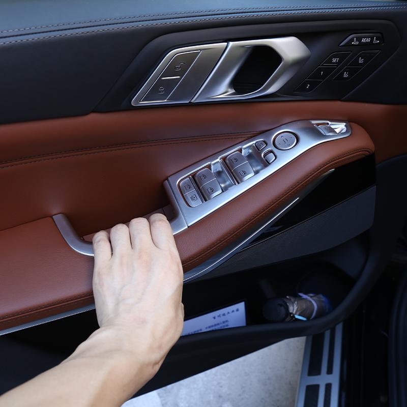 ABS Chrome/Carbon Fiber Car Window Lift Button Frame Trim Accessories For BMW X5 G05 X7 G07 2019-2026  Left Hand Drive