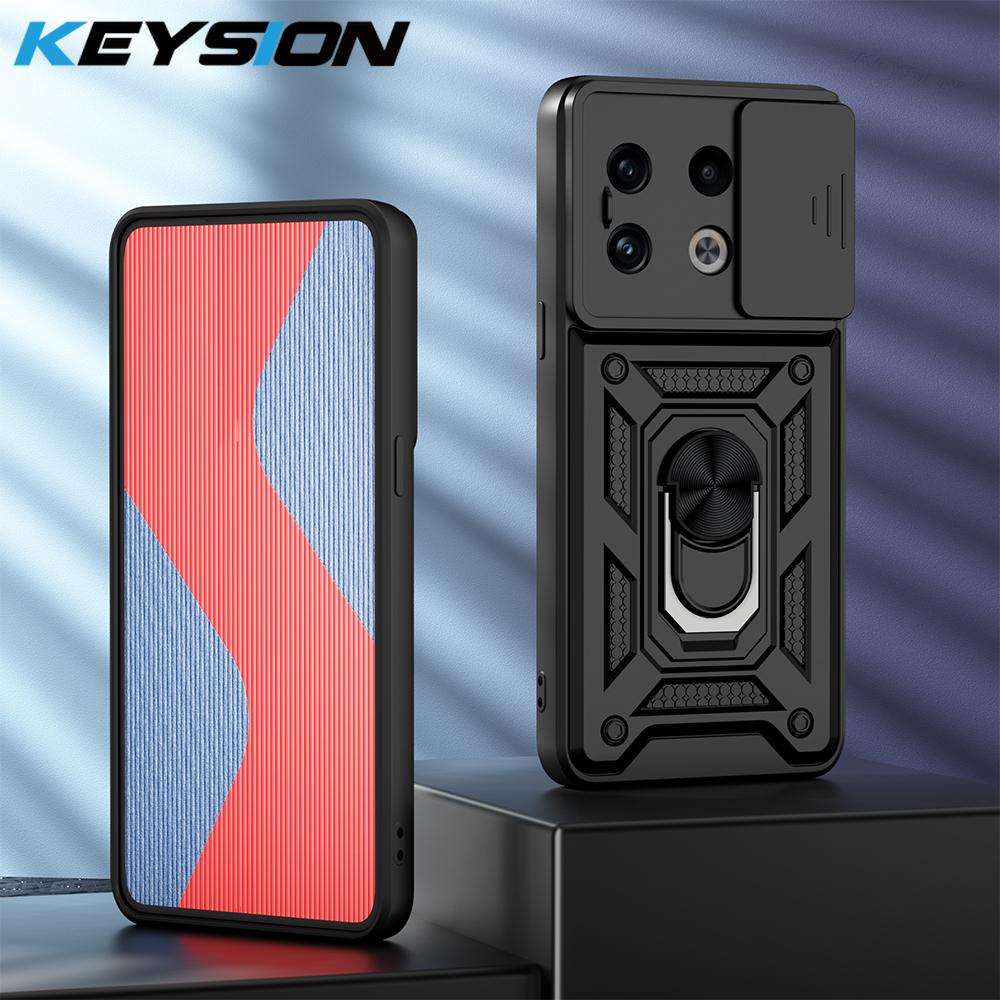 

KEYSION Противоударный защитный чехол для OnePlus 13R 5G 1+13R Slide Camera Защитное кольцо Подставка для телефона Задняя крышка для OnePlus Ace 5 Pro for OnePlus 13R чёрный