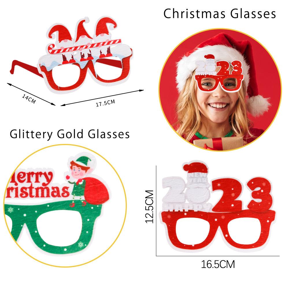 2023 Santa Snowman Glasses Christmas Decorations Christmas Glasses Frame Adult Kids Gift Christmas Xmas Decor New Year Noel