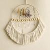 Elegant Handmade Macrames Tassels Wall Hanging Decors Large Round Frame Wood Beads Wall Ornament for Home Aesthetic