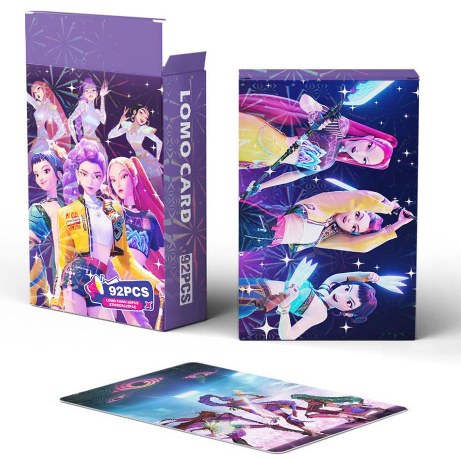 92 Piece Set Kpop Devil Hunter Card Anime Saja Huntrix Kids Party Cosplay Gaming Card Collect Sticker Cartoon Anim Stickers Gift