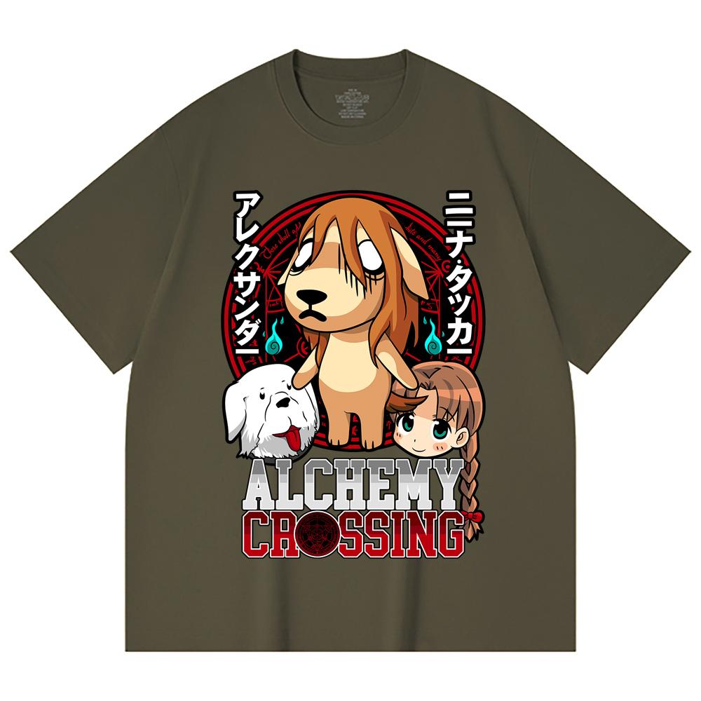 230 Gsm 100% Cotton Fullmetal Alchemist V5 Alchemy Crossing Print Unisex Heavy Cotton T Shirt