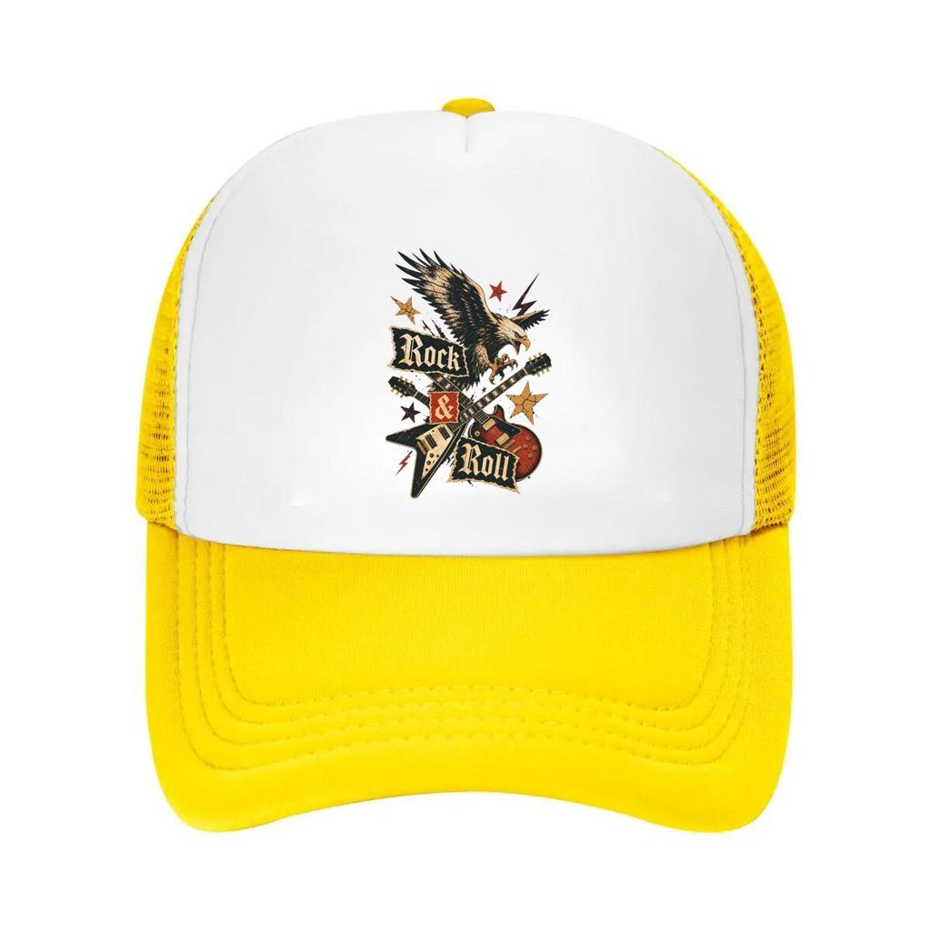 Vintage Eagle Guitar Rebel Spirit Mesh Baseball Cap Casual Hat Outdoor For Womens Unisex FeUnisex