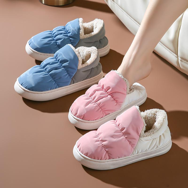2025 home non-slip and warm indoor shoes postpartum soft-soled bread shoes cotton slippers thickened in autumn and winter