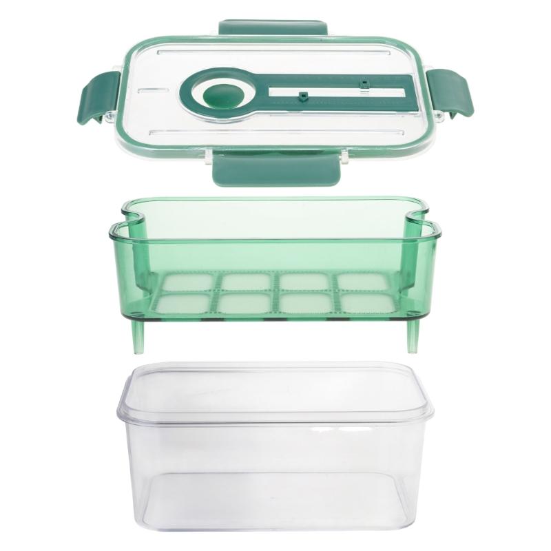 Produce Storage Container with Drain Tray and Locking Lid, Plastic Fridge Storage Box for Fruit and Vegetable Use