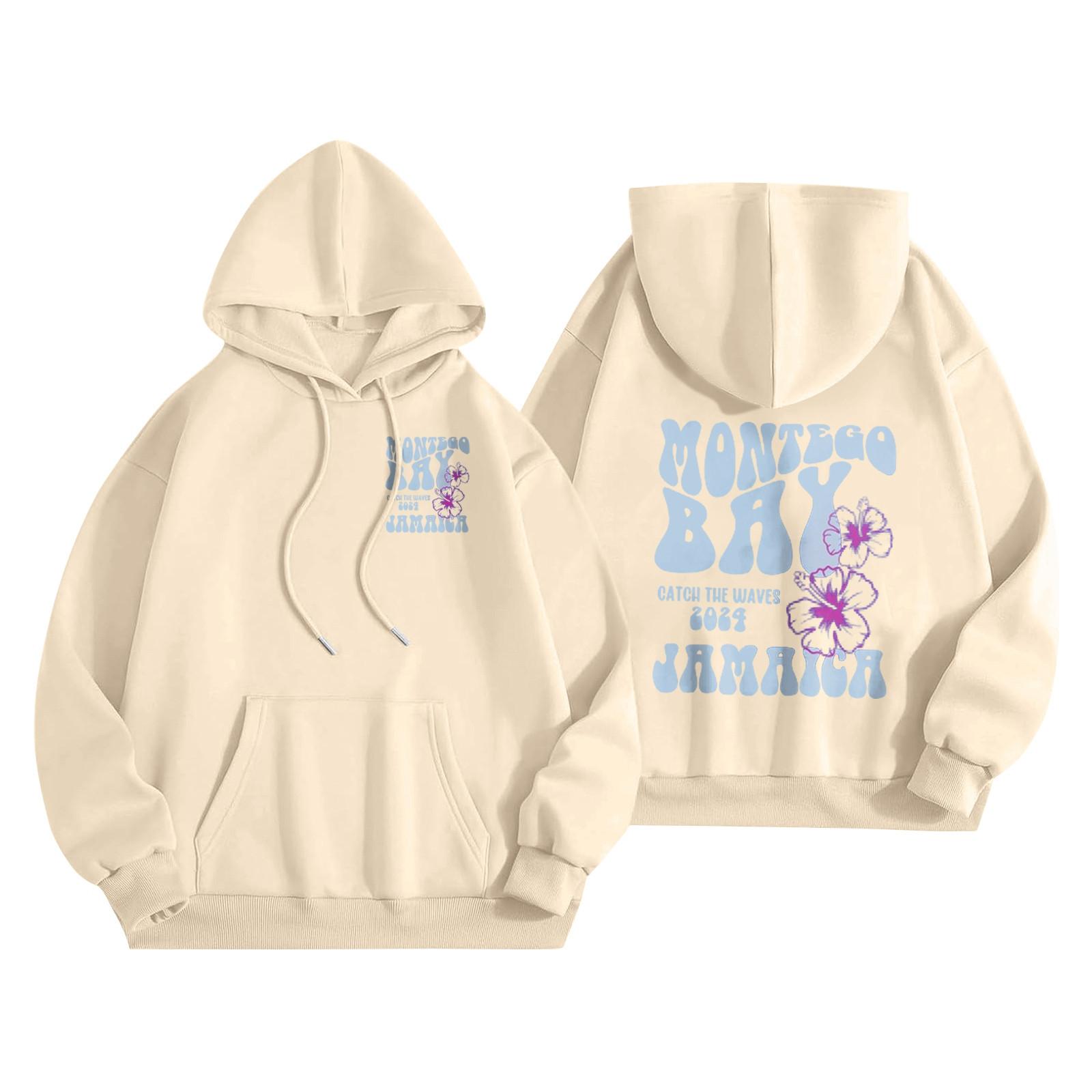 

Толстовки для девочек-подростков с длинным рукавом и принтом букв, повседневные графические толстовки с капюшоном, пуловер с завязками, симпатичная толстовка большого размера XXL бежевый