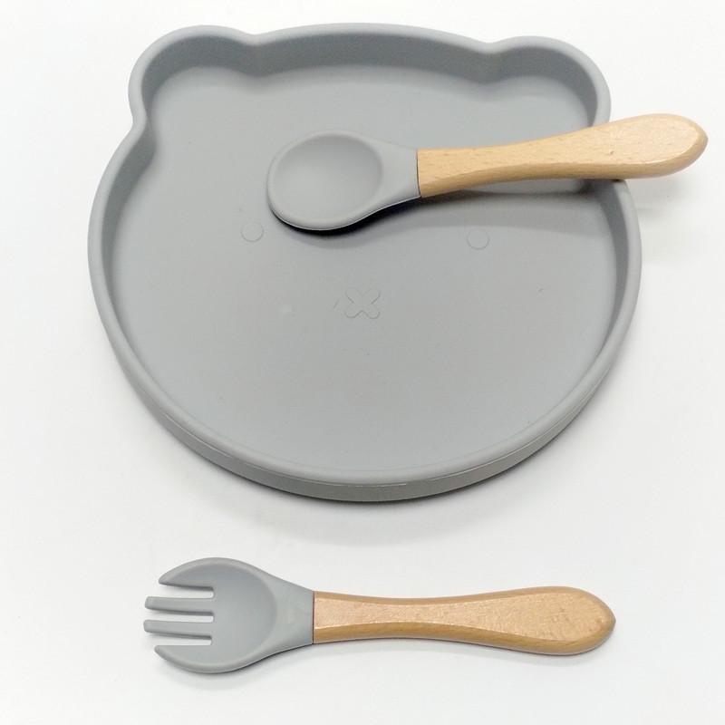 Non-Toxic Children'S Silicone Suction Cup Dinner Plate Bear Complementary Food Dinner Plate Food Grade Baby Learn To Eat Training Tablewar