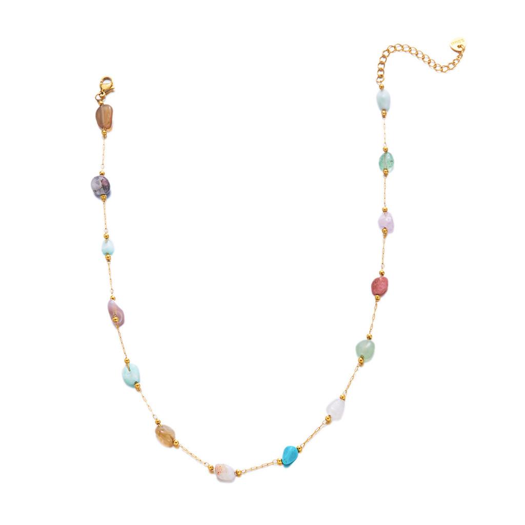 

Boho Natural Stone Necklace With Multiple Layers And Shell Pendant For Summer Casual Fashion Style C