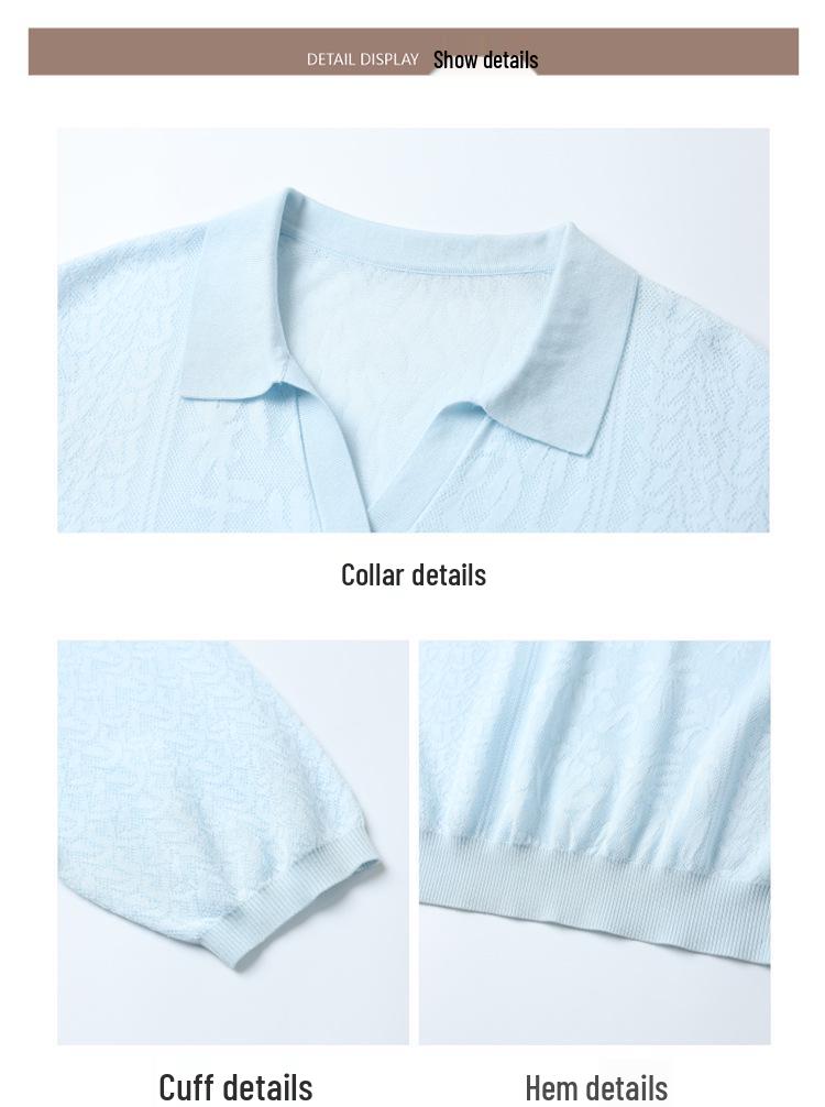 Young Mother’s Summer Ice Silk Jacquard Knit Top - 2026 New Short-Sleeved T-Shirt for Mother’s Day