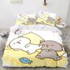 3D Cartoon Lovely Peach Cat Printed Bed Set Duvet Cover Pillowcase Bedding Set Bed Linen Sheet Quilt Cover Full Queen King Size