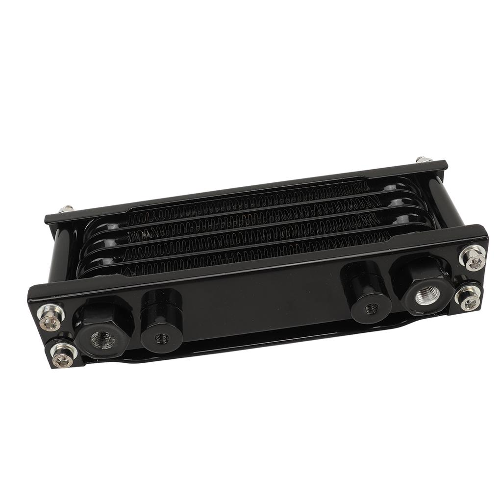 17PCS Motorcycle Oil Cooler Radiator Set Aluminum 4 Row Engine Oil Cooling Kit Replacement for Monkey 125cc‑140cc Black