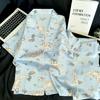 1011 New Simulation Silk Women's Pajamas Lapel Premium Summer Popular Two-piece Pajama Set