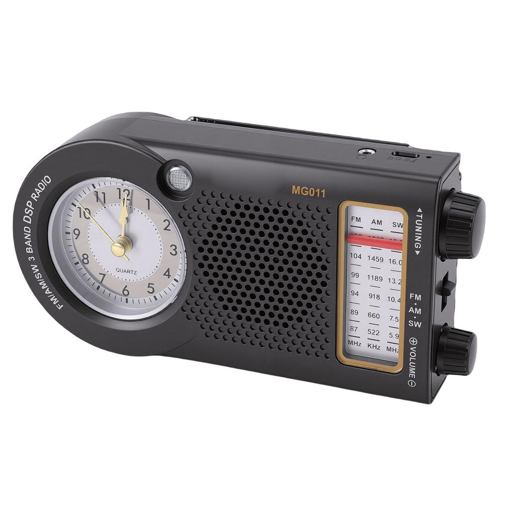 Portable Radio Rechargeable Battery Operated FM AM SW Multi Band Radio with Clock 3W Speaker for Music News Traffic Updates