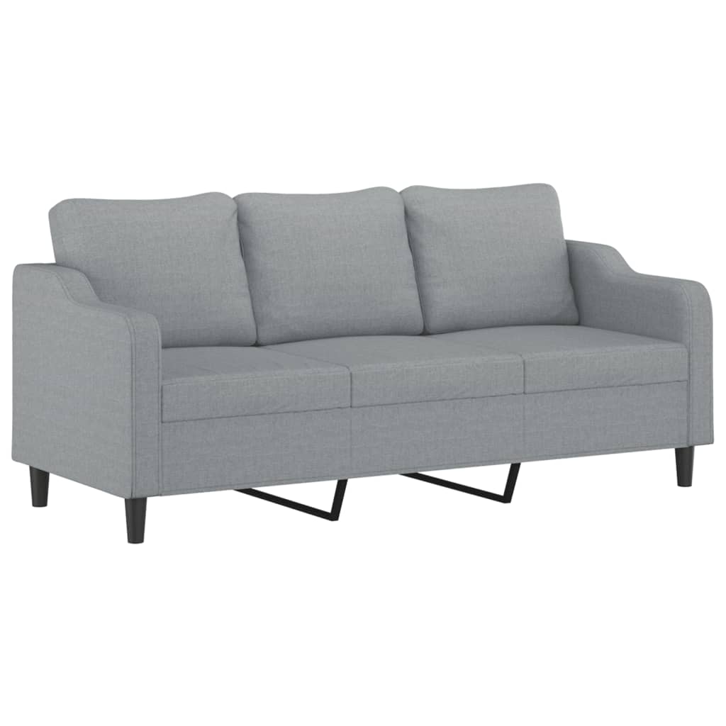 Vidaxl 3-Seater Sofa with Footstool, Light Gray, 180 Cm, Fabric