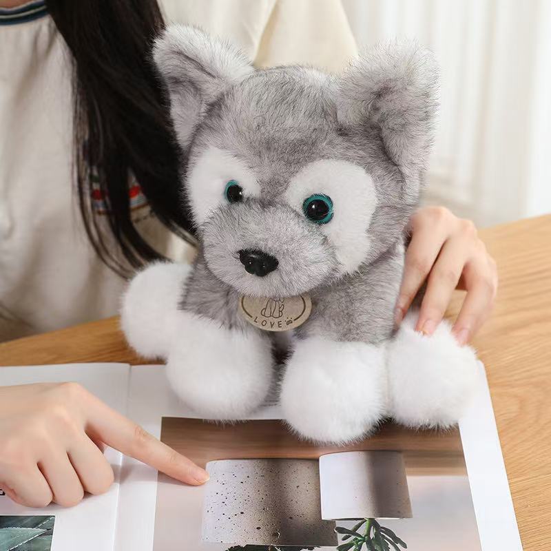 Nuovi Morbidi Peluche Seduti di Piccoli Cani Lupo Bambole Cucciolo Husky Morbide e Soffici Compagni Adorabili Animali Domestici Regalo di Compleanno per Bambini
