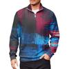 Men's Loose Casual 1/4 Zip Sweatshirt Fashion Printed Long Sleeve Top With Pockets