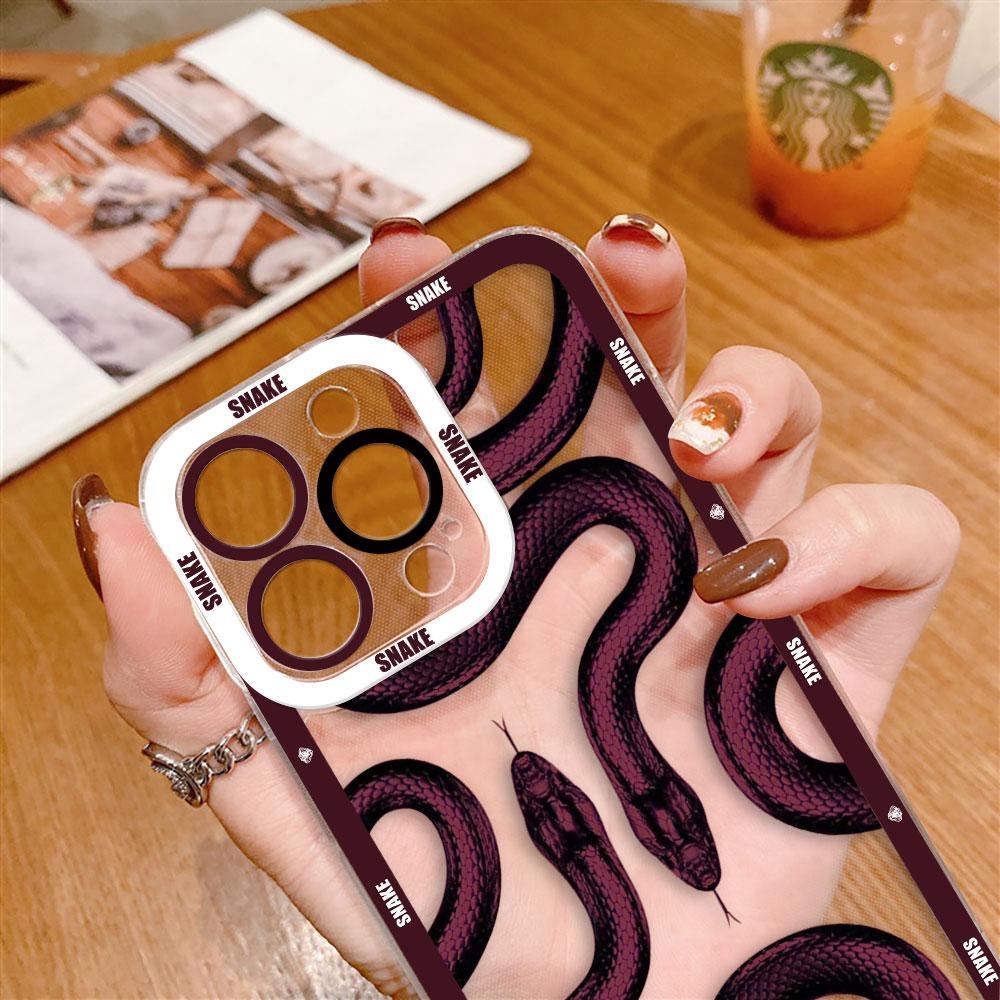 Black Purple Red Gold Snake Cover Clear Phone Case For Redmi Note 15 14 13 12 12S 11 11T 11S 10 9 10S 9S 8 Pro Plus Case Shell