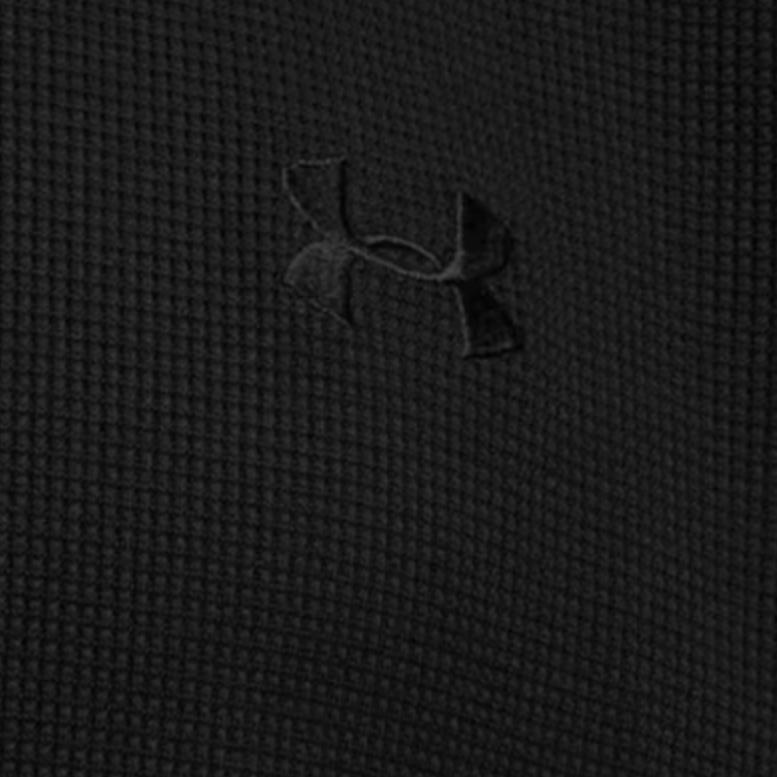 Under Armour Waffle Henley Logo Drop Shoulder Short Sleeve T-Shirt Men T-Shirts Black 6007562-001