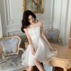 Sweet and Super Fairy Mesh Dress Women's Sleeveless Ruffle Mesh Camisole Dress High Waist A Line Short Mini Skirt Suitable for Parties Vacations