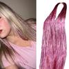 1 Pair Women Ponytail Colored Hair Extension Ladies High Ponytail Highlights Metallic Colorful Long Straight Synthetic Hairpiece