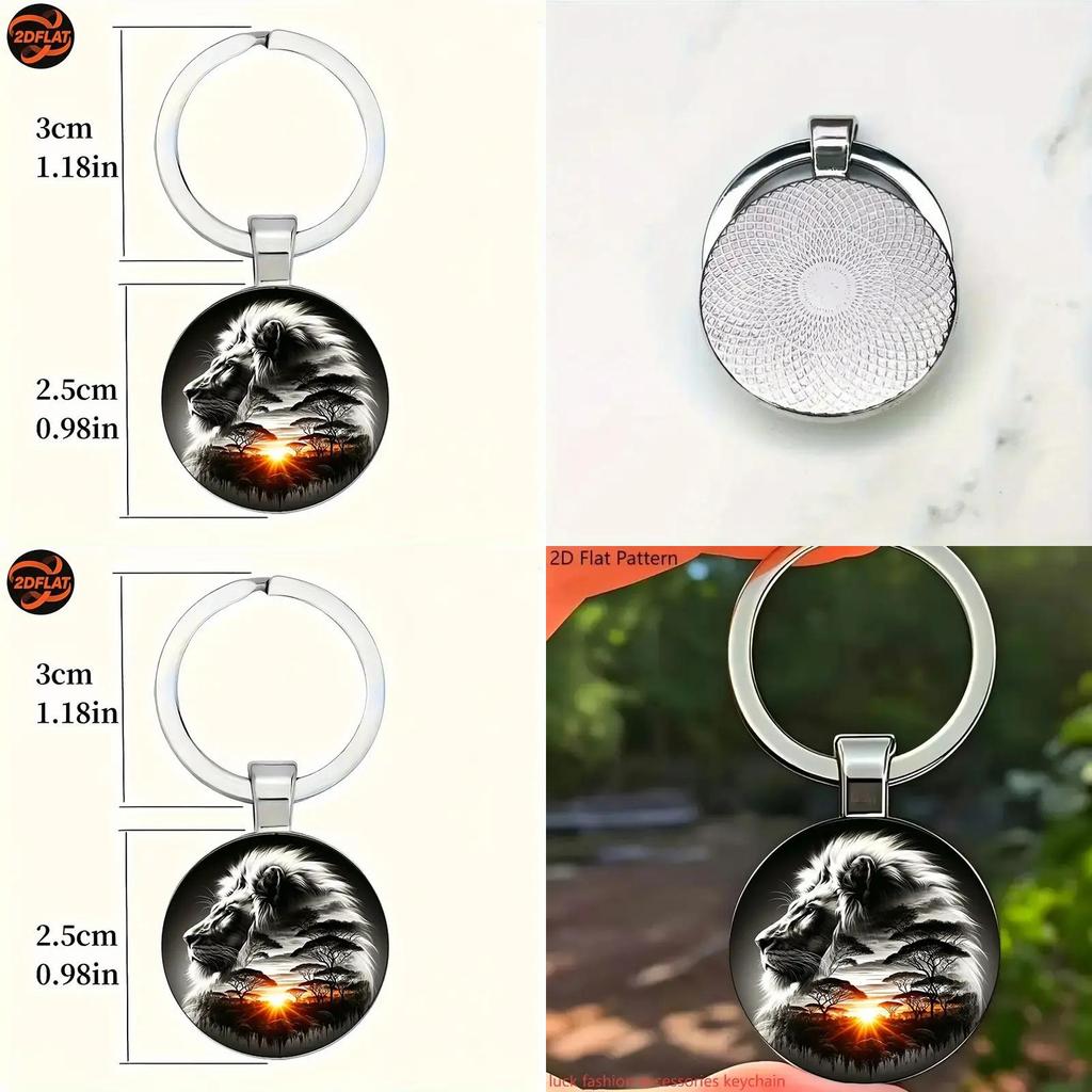 Lion Pattern Pendant Keychain With Silver Zinc Alloy For Gift Giving