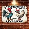 Charming Vintage 'A Husband, Chicken & Cute Little Chick Live Here' Sign - 12x8" Waterproof & Dustproof Metal Wall Art for Home