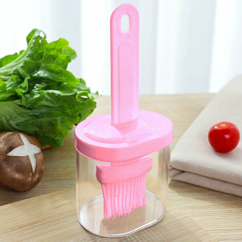 1Pc Oil Brush Pancake Oil Brush Integrated Oil Pot Brush With Bottle Kitchen Dustproof Household High Temperature Baking Tool