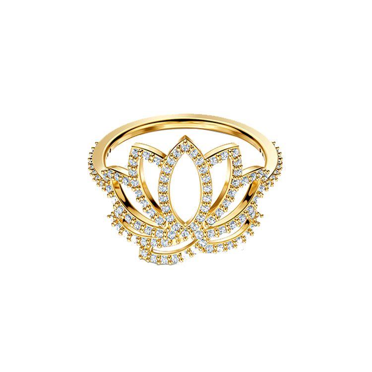Swarovski Symbol Lotus Hollow Design Classic Ring Women rings 5535601 Box (Random Color),55
