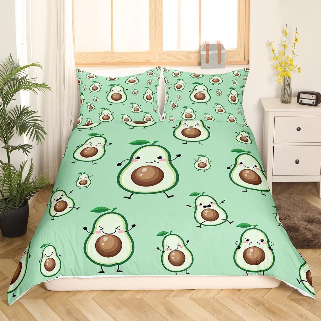 Avocado Duvet Cover Three-piece Set Fun Pattern Bedding Set with Pillowcase