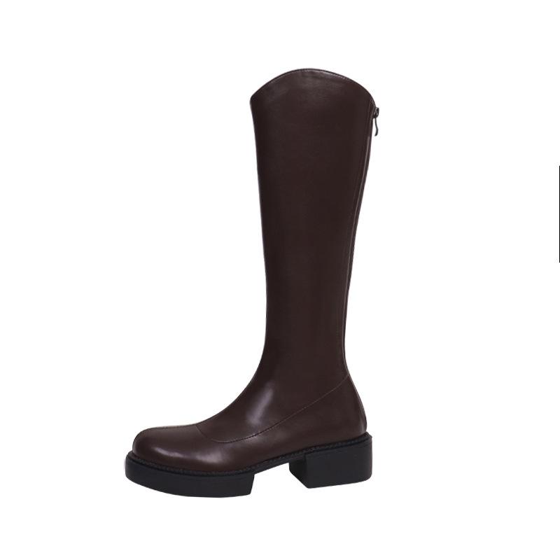 Coarse heel long tube western cowboy boots women's summer but knee long boots medium heel thick sole