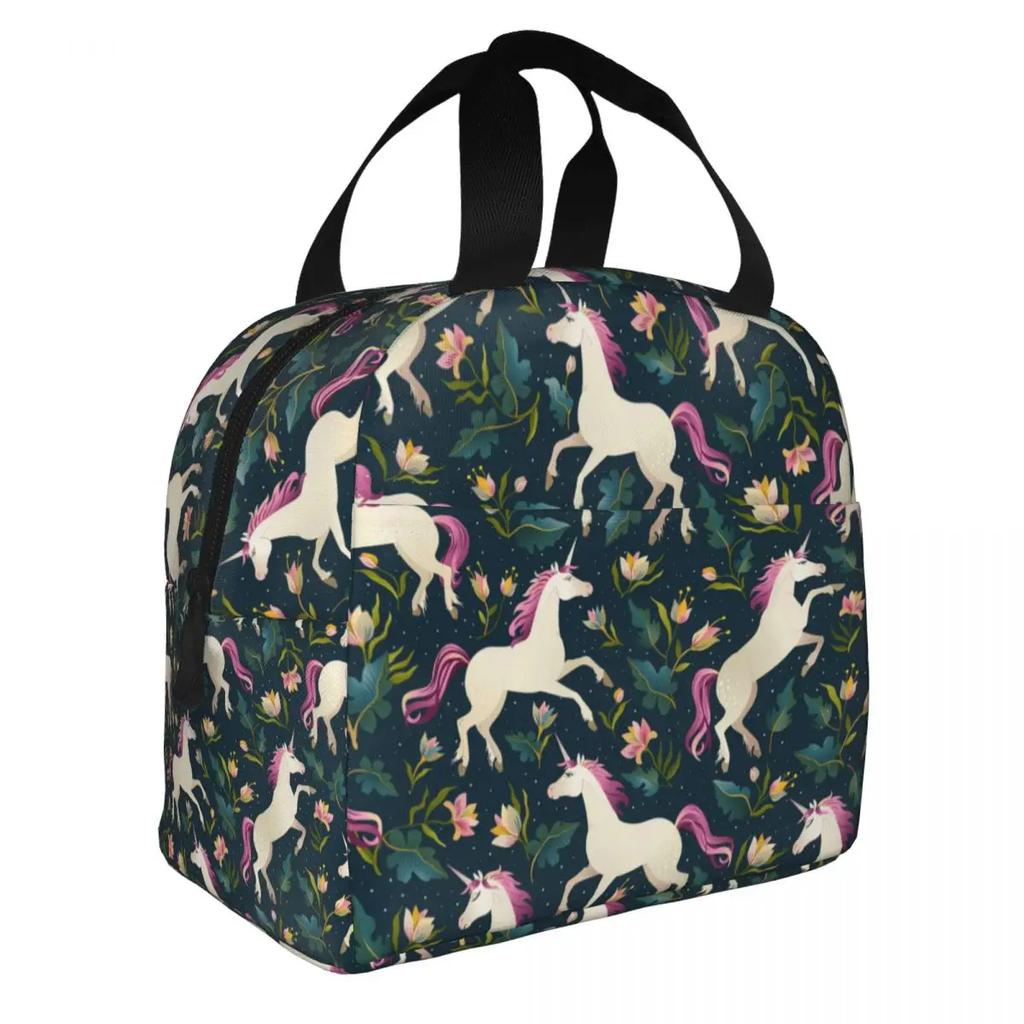Schattig Eenhoorn Cartoon Patroon Draagbare Lunchbox Vrouwen Waterdicht Thermisch Koeler Voedsel Geïsoleerde Lunchtas School Kinderen Student