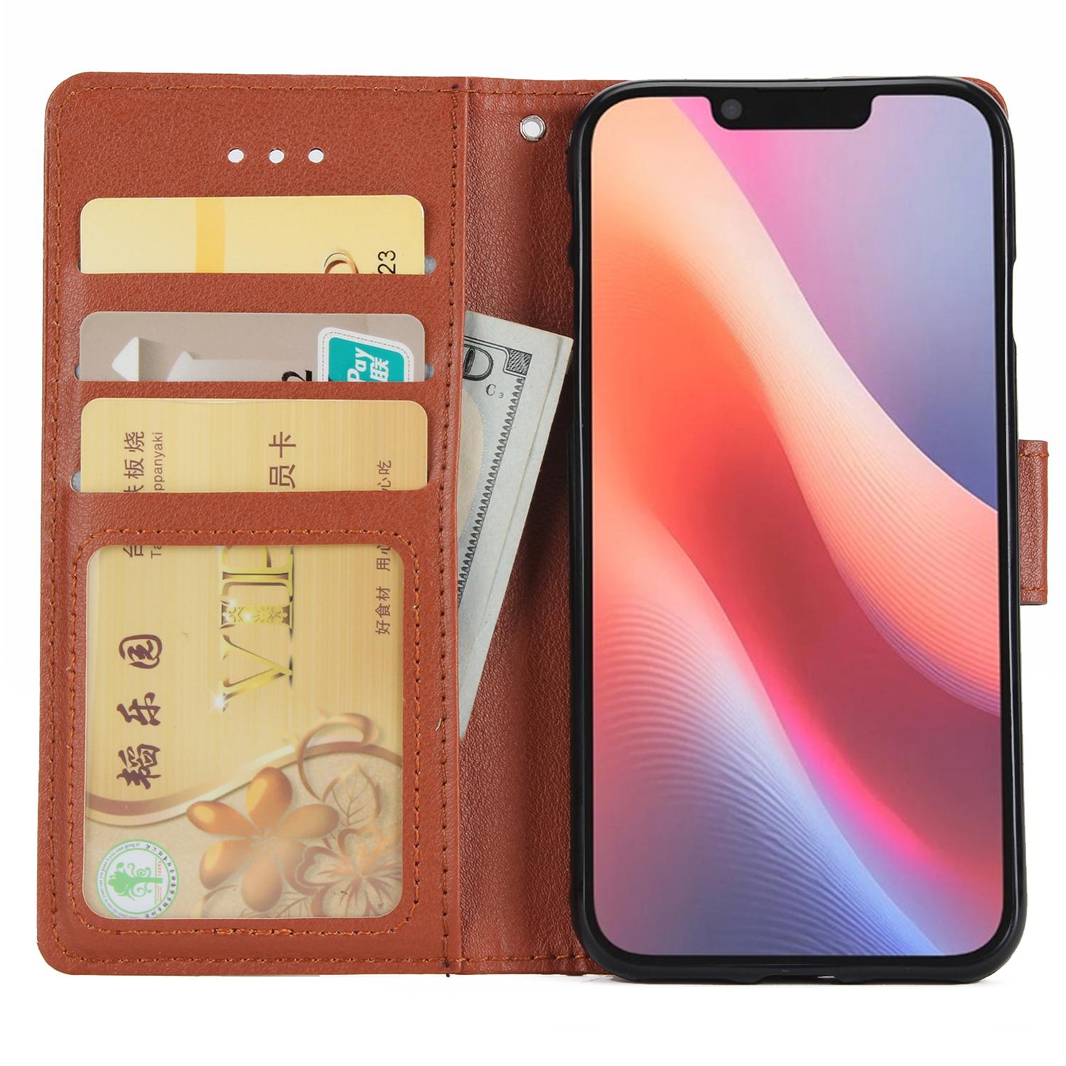 

For iPhone 16e Case Wallet Stand View PU Leather Phone Cover Rose Gold
