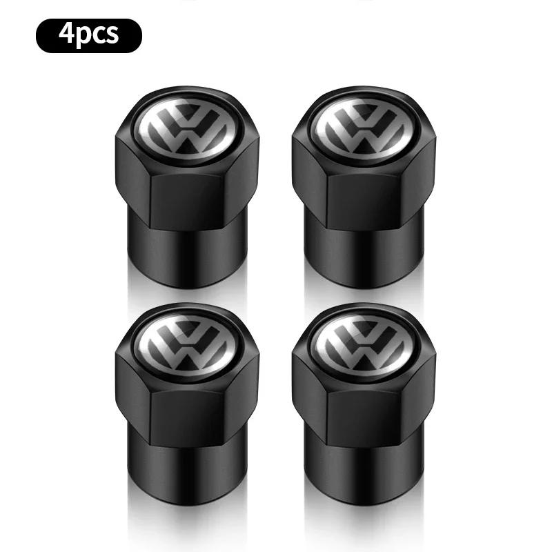 

4Pcs Auto Tire Valve Cap Car Tire Wheel Stem Air Valve Cap Car Accessories For Volkswagen Golf R Scirocco Polo Passat GTI Tiguan чёрный