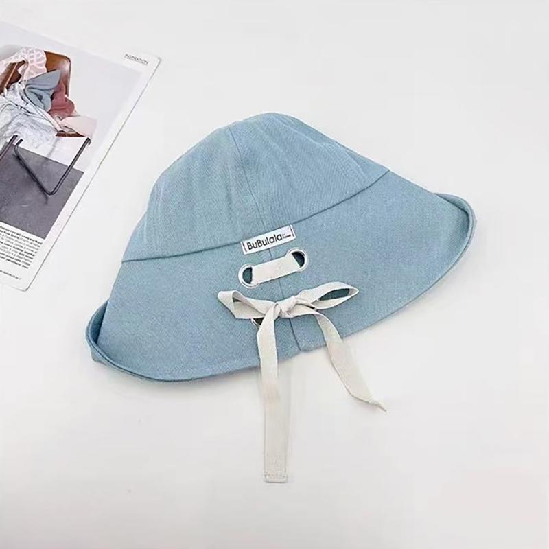 Korean Style Denim Fishing Cap Large Brim Foldable Bow Tie Hat Face Slimming Fashionable Sun Protection Retro Bucket Hat
