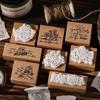 Journal GO 8pcs/set Twilight Mark Vintage Wood Stamp for Journaling Scrapbooking Decoration Card Craft Diy Standard Stamp Seal