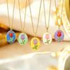 Opening and Closing Lid Photo Locket Pendant Necklace Titanium Steel Glazed Flower Choker  Girl