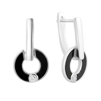 Silver Earrings with Enamel, Cubic Zirkonia (2167969)