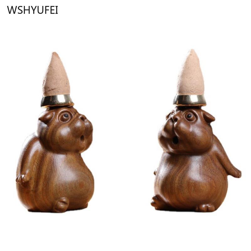 Solid wood groundhog incense burner ornament the craft of the wood carver Car decoration Living room home decoration figurine