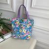 Korean Cloth Handbags Lunch Box Bag Women's Beauty Flower Canvas Bag Outside Shopping Toiletry Phone Oagnzier Storage Bags