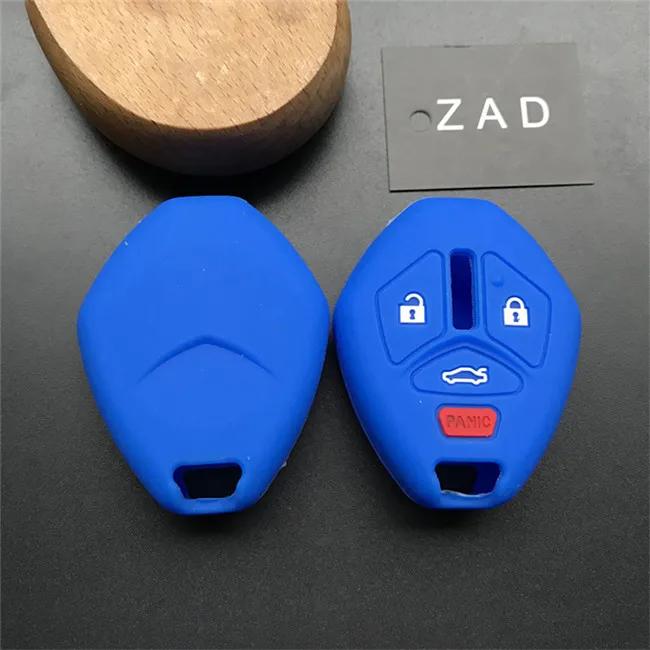 ZAD Silicone Rubber Car Key Cover Case for Mitsubishi Lancer Evolution Remote Key Chain Cover 3+1 4 Buttons Key