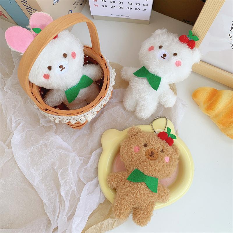 New Cherry Bear Bunny Plush Pendant Cute Cartoon Doll Schoolbag Keychain Catcher Doll