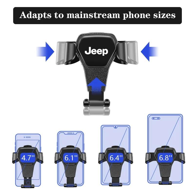 Hands-Free Gravity Car Phone Holder for Jeep Renegade Wrangler JK JL Grand Cherokee Compass Air Vent GPS Mount Car Accessories AKP1