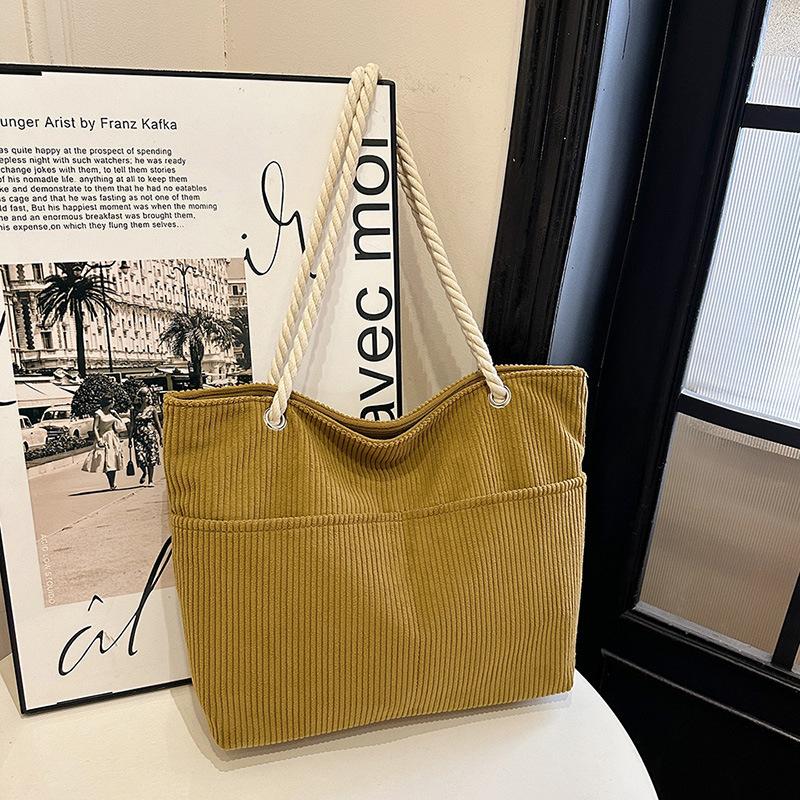 Bag Large Capacity Women's Korean Version One-shoulder Fashion Casual Retro Art Corduroy Women's Bag Simple Women's Bag Tote Bag