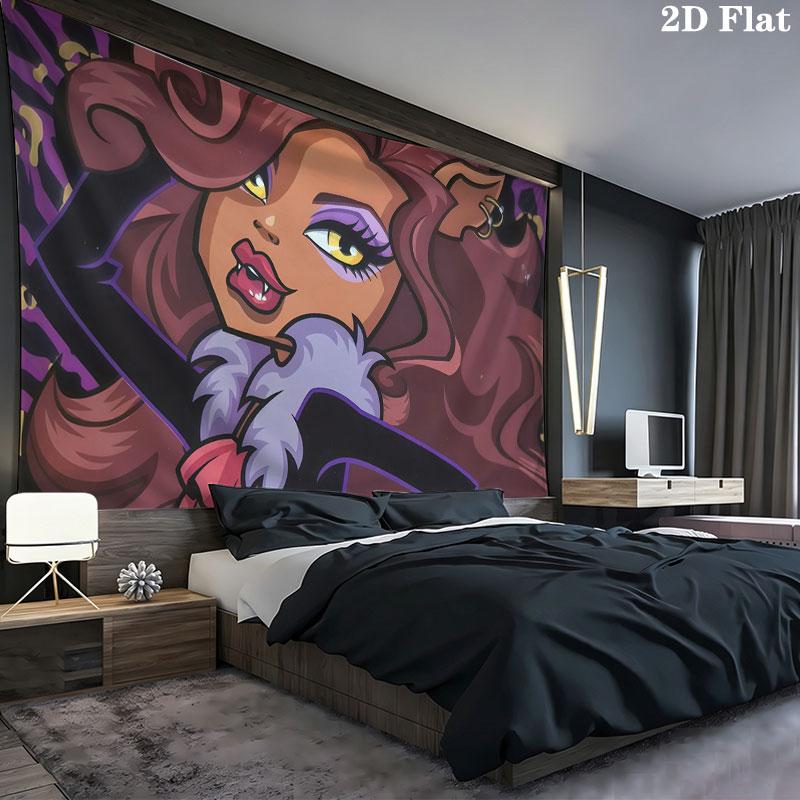 Clawdeen Wall tapestry, aesthetic printed fabric blanket, suitable for bedroom, living room, and home decor.