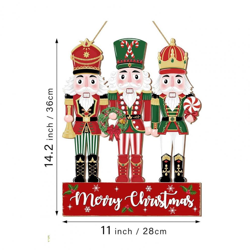 Weihnachts-Türschild Frohe Weihnachten Dekoration Weihnachts-Soldat Hängeschild Rustikale Holzrunde Dekoration für Innen und Außen