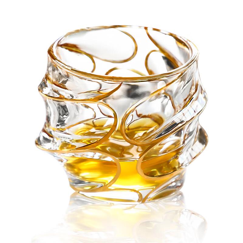 HA Luxury Gold-Trimmed Crystal Whiskey Glass