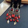 Bohemian Vintage Silver Earrings Muse Jewelry Face Skinny Earrings Tassel Long Earrings